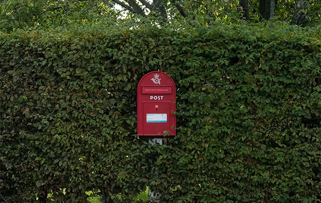 Postkasse i hæk